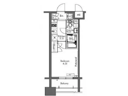 プラウドフラット三軒茶屋(1K/3階)の間取り写真