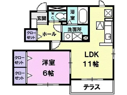 アウローラSIII(1LDK/1階)の間取り写真