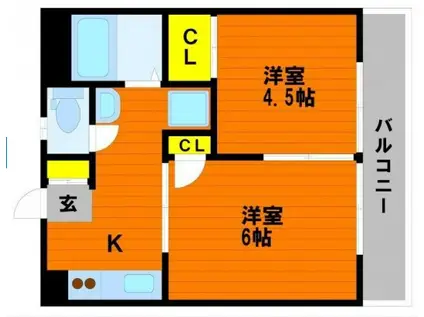 ガーディニアシティ I(2K/3階)の間取り写真