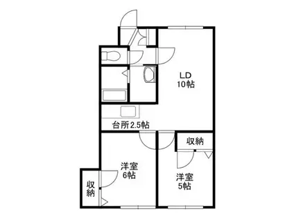 ハイツカマダ(2LDK/4階)の間取り写真