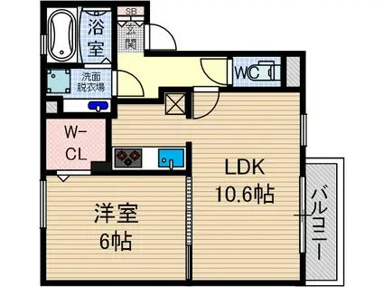 CASA(1LDK/2階)の間取り写真