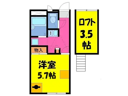 シャルマン北越谷6(1K/2階)の間取り写真