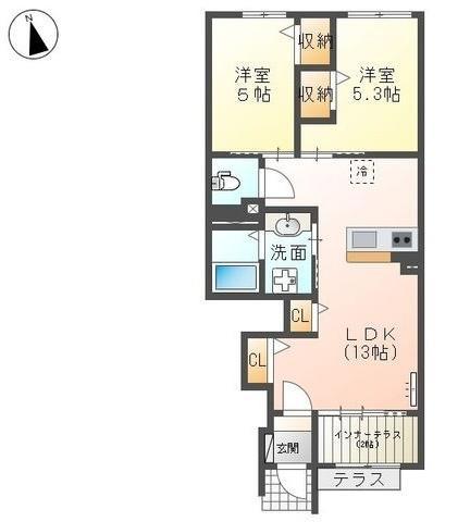 SERENO(2LDK/1階)の間取り写真
