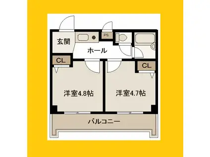 アソシエ横浜(2K/2階)の間取り写真