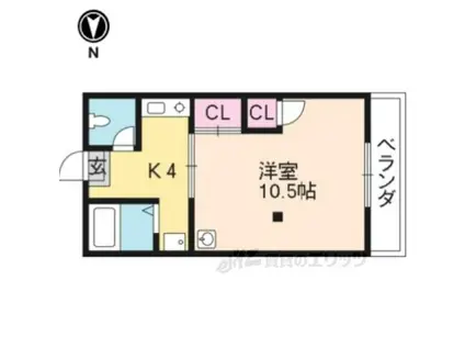 グリーンハイツ紫野(1K/2階)の間取り写真