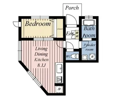 Kフィールド(1LDK/1階)の間取り写真