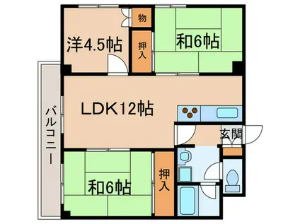 レジデンススズラン(3LDK/4階)の間取り写真