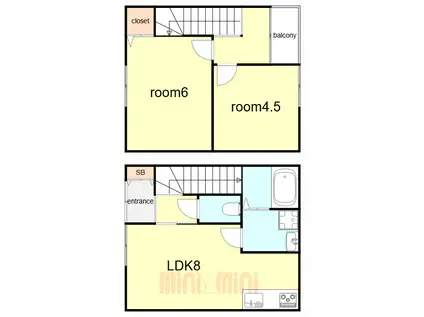 長田区房王寺町3丁目 C棟 PJ(2LDK/1階)の間取り写真