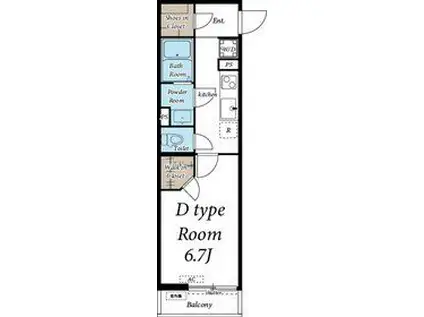 ヴィラ検見川浜(1K/3階)の間取り写真