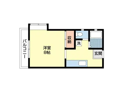 コーポベルジェーヌ(1K/1階)の間取り写真