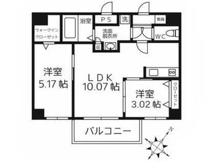 MODERN PALAZZO 天神AXIA(2LDK/11階)の間取り写真