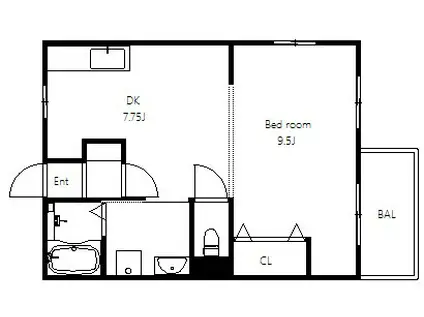 マンションギュゼールII(1DK/2階)の間取り写真