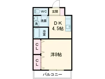 マンションパピルス(1DK/2階)の間取り写真