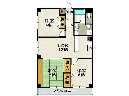 カワモヒル(3LDK/2階)の間取り写真