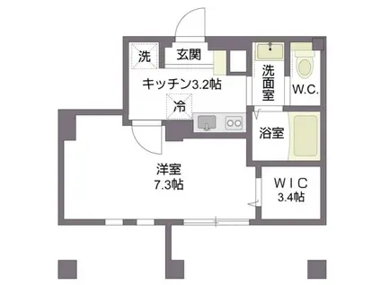 トリニティ シロカネ(1K/1階)の間取り写真