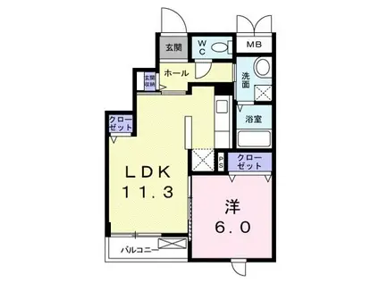 グランシェーネ(1LDK/3階)の間取り写真