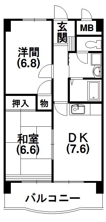 クレールトヨダ(2DK/7階)の間取り写真