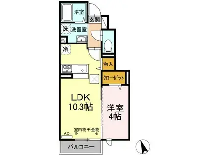 ソシア・セレビィ(1LDK/1階)の間取り写真