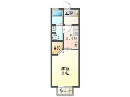 グローリーフォレスト B棟(1K/2階)の間取り写真