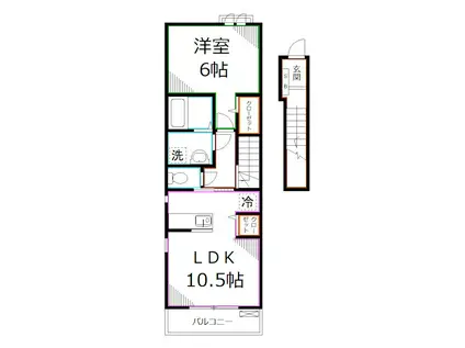 スター シエル(1LDK/2階)の間取り写真