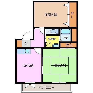 ソリトンハウス(2DK/2階)の間取り写真