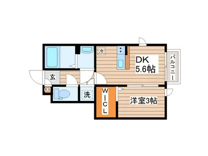 カームコート太子堂(1DK/1階)の間取り写真