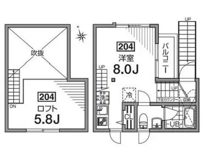 グランエッグス桜新町N(ワンルーム/2階)の間取り写真