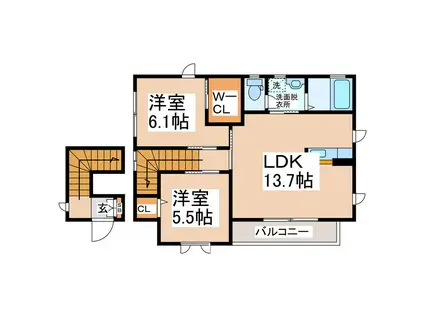 サンリッチ F・G(2LDK/2階)の間取り写真