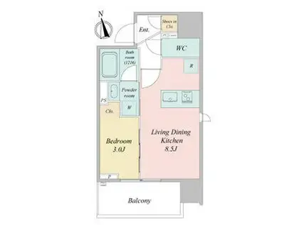 デュオフラッツ今池フレナ(1DK/4階)の間取り写真