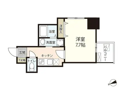 アーバンルーム平和大通(1K/9階)の間取り写真