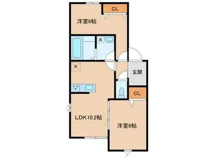 松森八沢AP(2LDK/1階)の間取り写真