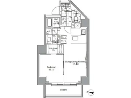 パークハビオ恵比寿(1LDK/8階)の間取り写真