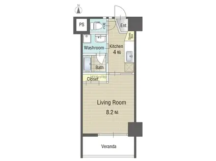 U・TOPIA62(1K/8階)の間取り写真