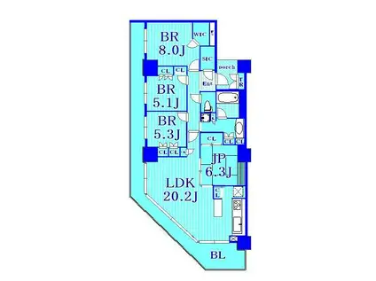 コットンハーバータワーズシーウエスト(4LDK/21階)の間取り写真
