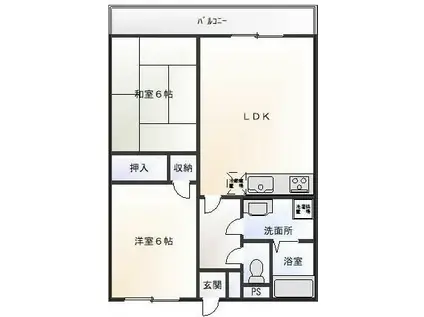 ニューウェーブマンション(2LDK/3階)の間取り写真