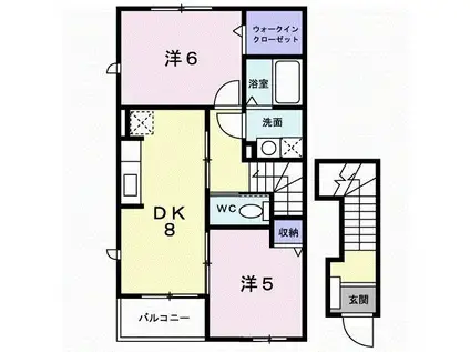 アレーナI(2DK/2階)の間取り写真