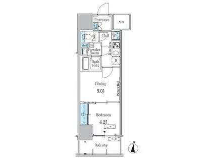 パークアクシス名古屋山王一丁目(1DK/12階)の間取り写真