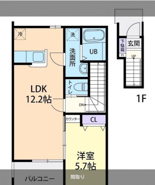 FLEUR 大津  I(1LDK/2階)の間取り写真