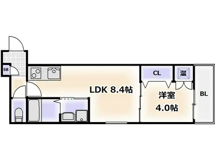 ホークシーム(1LDK/3階)の間取り写真