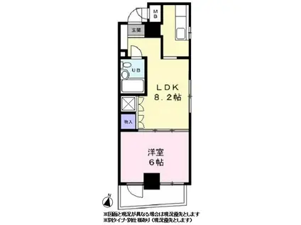 ポートウエスト(1LDK/4階)の間取り写真