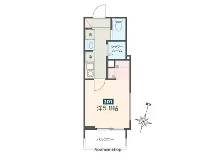 MELDIAかしわ台II(1K/2階)の間取り写真