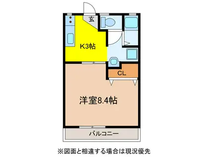 コーポ古賀島(1K/2階)の間取り写真