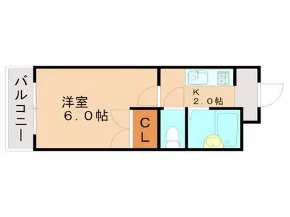 ランセル浅川(1K/3階)の間取り写真