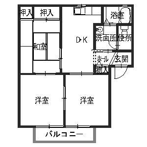 エスポアール北豊中(3DK/2階)の間取り写真