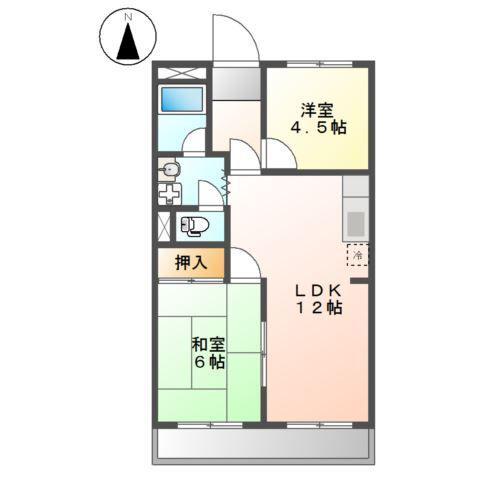 チェリーガーデン(2LDK/2階)の間取り写真