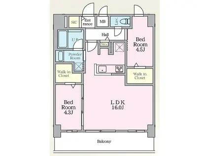 LUXENAPAWS南行徳(2LDK/8階)の間取り写真