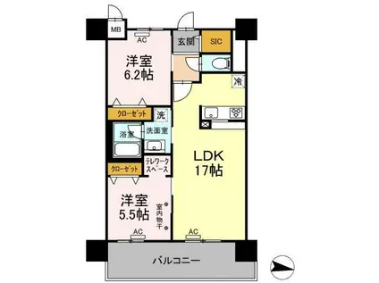PARK AVENUE イースト(2LDK/8階)の間取り写真