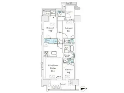 GRANPASEO丸の内(3LDK/8階)の間取り写真