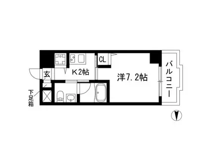 ヴァンデュール名古屋御器所(1K/4階)の間取り写真