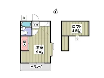 成沢ハイツ(ワンルーム/2階)の間取り写真